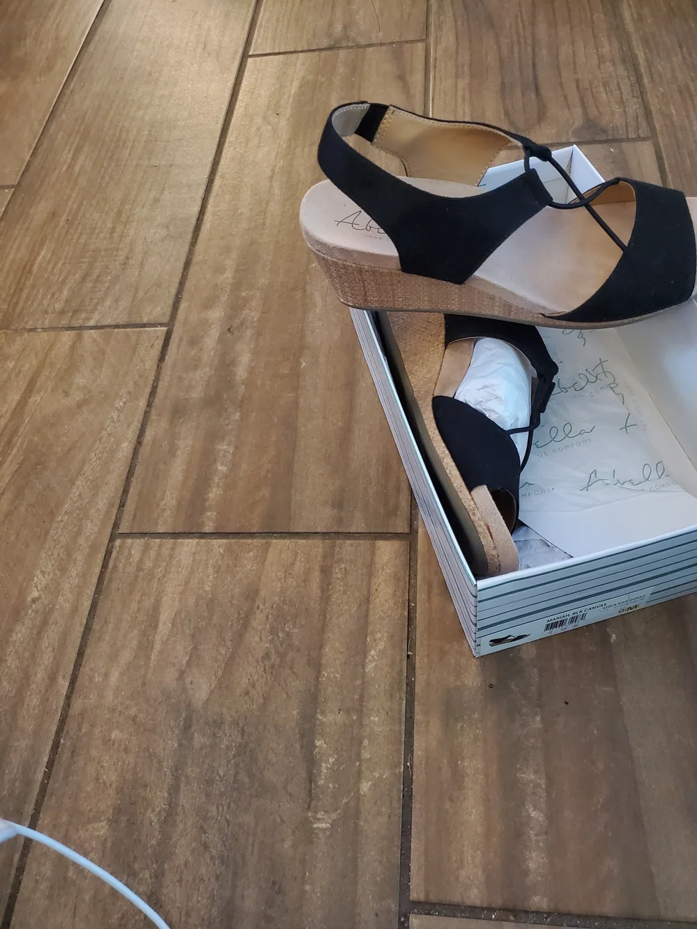 Abella Black Suede Crisscross Wedge Sandals